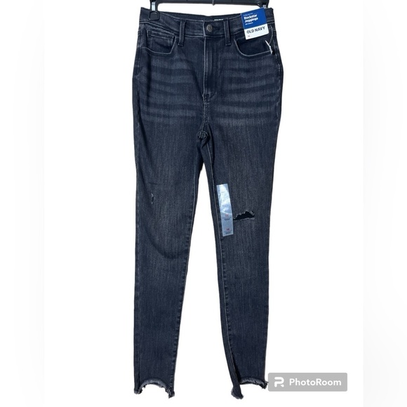 NWT Old Navy Girls Distressed Extra High Rise Rockstar Jegging Black Size 16 - Picture 2 of 10